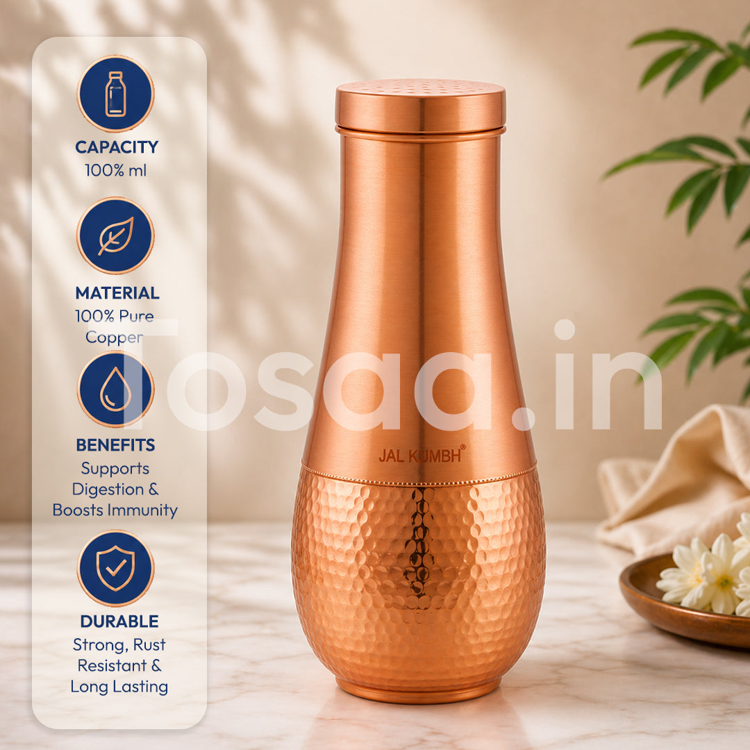 JALKUMBH Pure Zuchi Copper TULIP Water pot            2000 ml