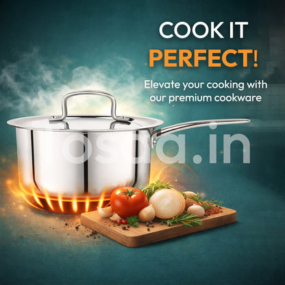 TOSAA SS TRY PLY SAUCE PAN WITH LID 20 CM
