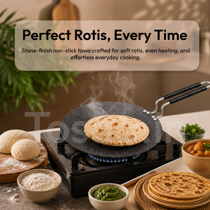 Tosaa Stone Power Induction Concave Roti Tawa Classic Range Non-Stick Cookware Tawa Pan - 25cm