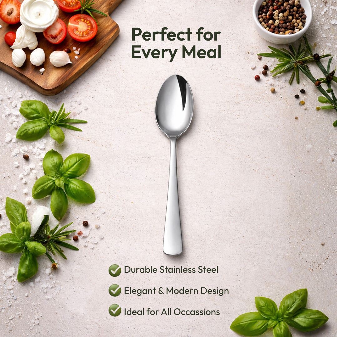 Tosaa Baby Spoon ROYAL PLAIN 16G-6-Piece Stainless Steel Spoon Set, Set of 6