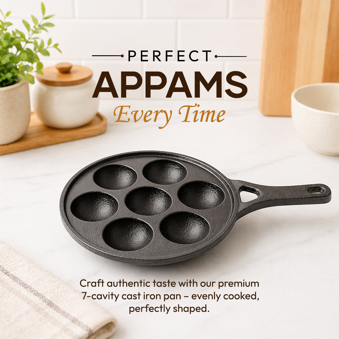 TOSAA CAST IRON APPAM PATRA 7 CAVITY