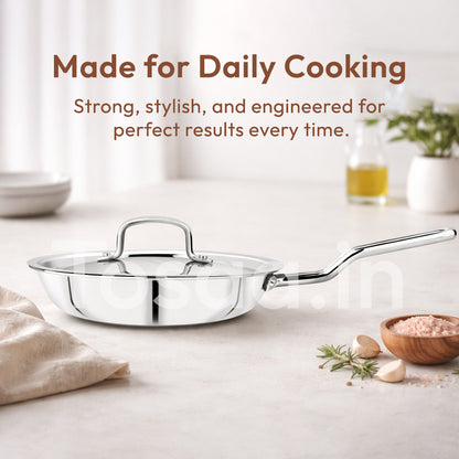 TOSAA SS TRY PLY FRY PAN WITH LID 22 CM