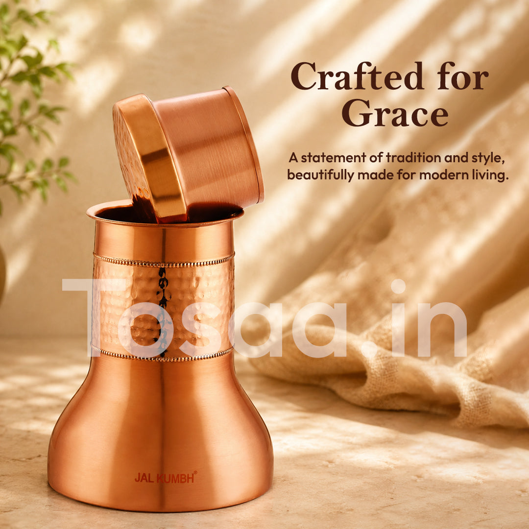 JALKUMBH Pure Zuchi Copper LILY Water pot                           1100 ml