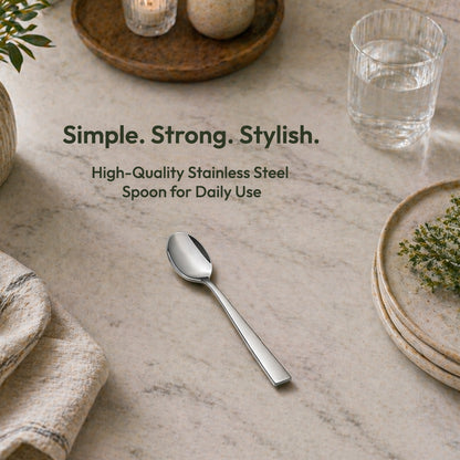 Tosaa Tea Spoon ROYAL PLAIN 16G-6-Piece Stainless Steel Spoon Set, Set of 6