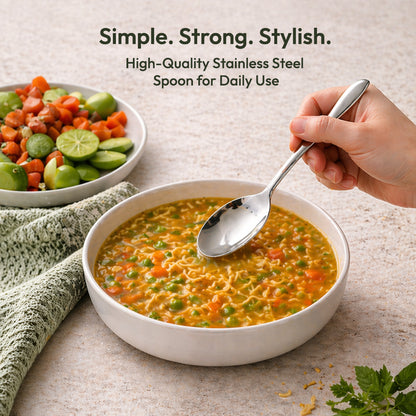 Tosaa Baby Spoon ROYAL PLAIN 16G-6-Piece Stainless Steel Spoon Set, Set of 6
