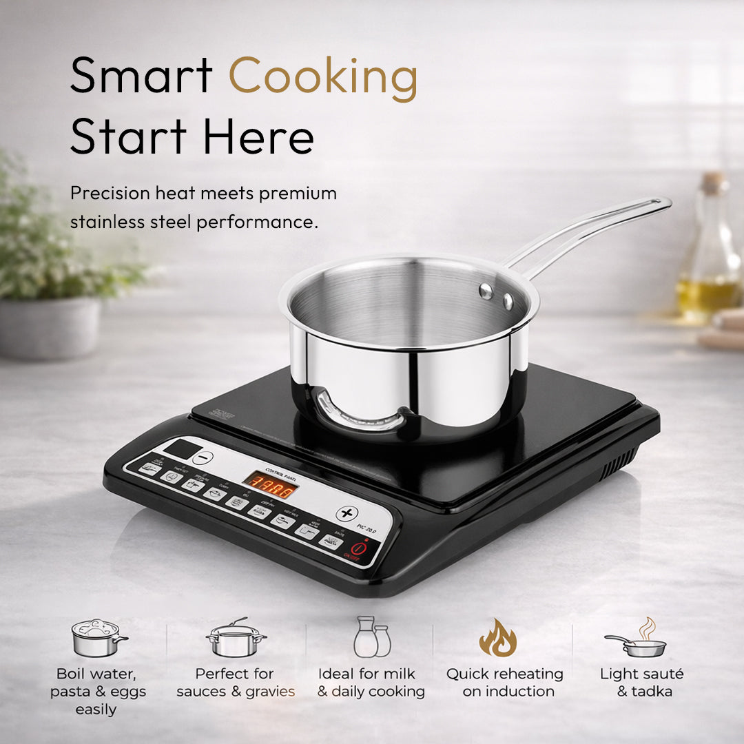 Tosaa stainless steel Sauce Pan 18 CM,Premium stainless steel for the modern kitchen,safe for cooking all types of foods (1900 ml)