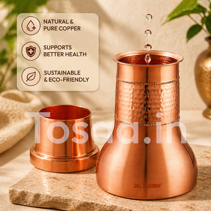JALKUMBH Pure Zuchi Copper LILY Water pot                           1100 ml