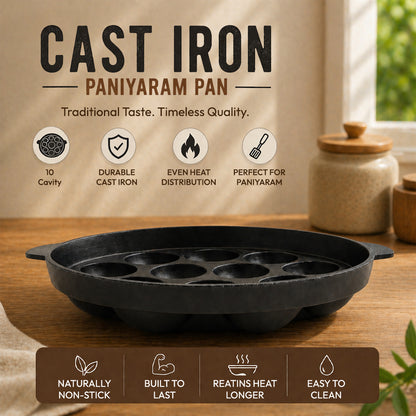 Tosaa Non-Stick 12 Cavity Appam Patra with Stainless Steel Lid- Back