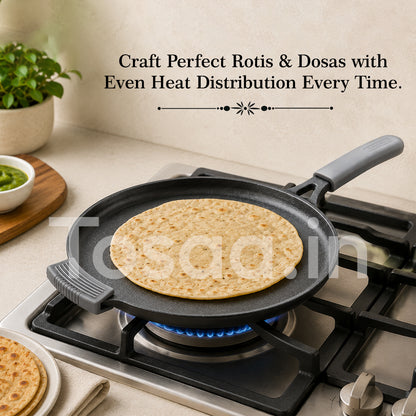 TOSAA CAST IRON DOSA TAWA WITH LONG HANDLE (28 CM)