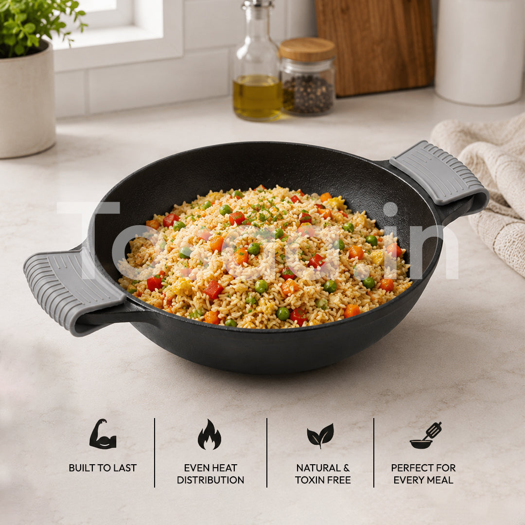 TOSAA CAST IRON KADHAI- SMALL (1800 ML)