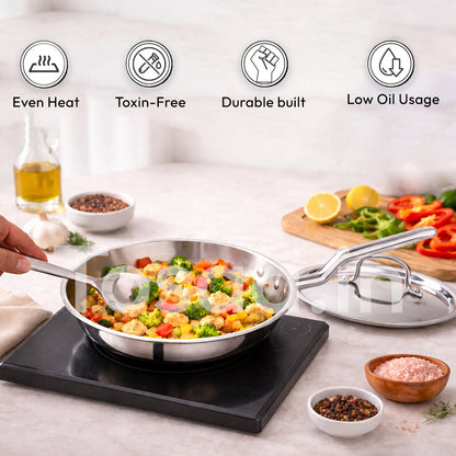 TOSAA SS  TRY PLY FRY PAN WITH LID 26 CM