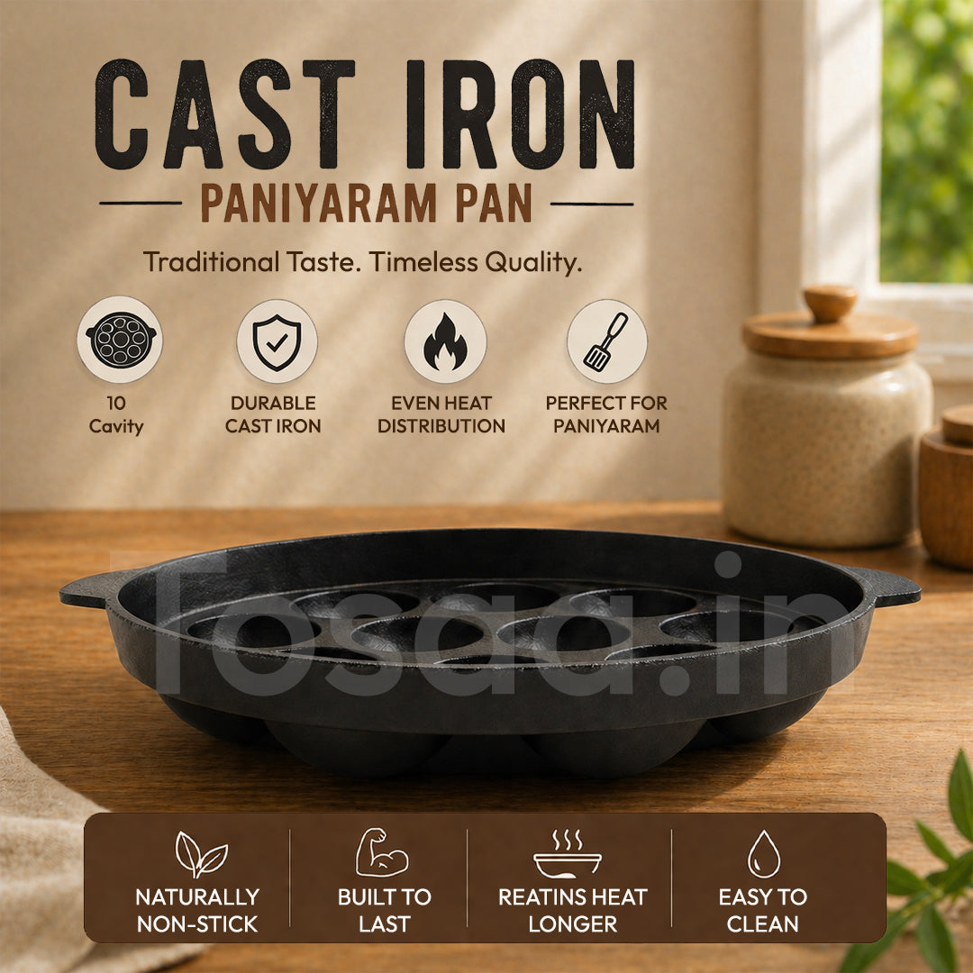 Tosaa Non-Stick 12 Cavity Appam Patra with Stainless Steel Lid- Back