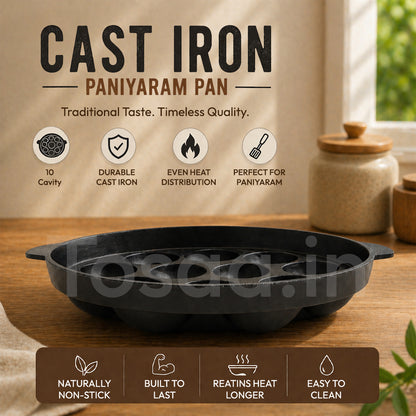 Tosaa Non-Stick 12 Cavity Appam Patra with Stainless Steel Lid- Back