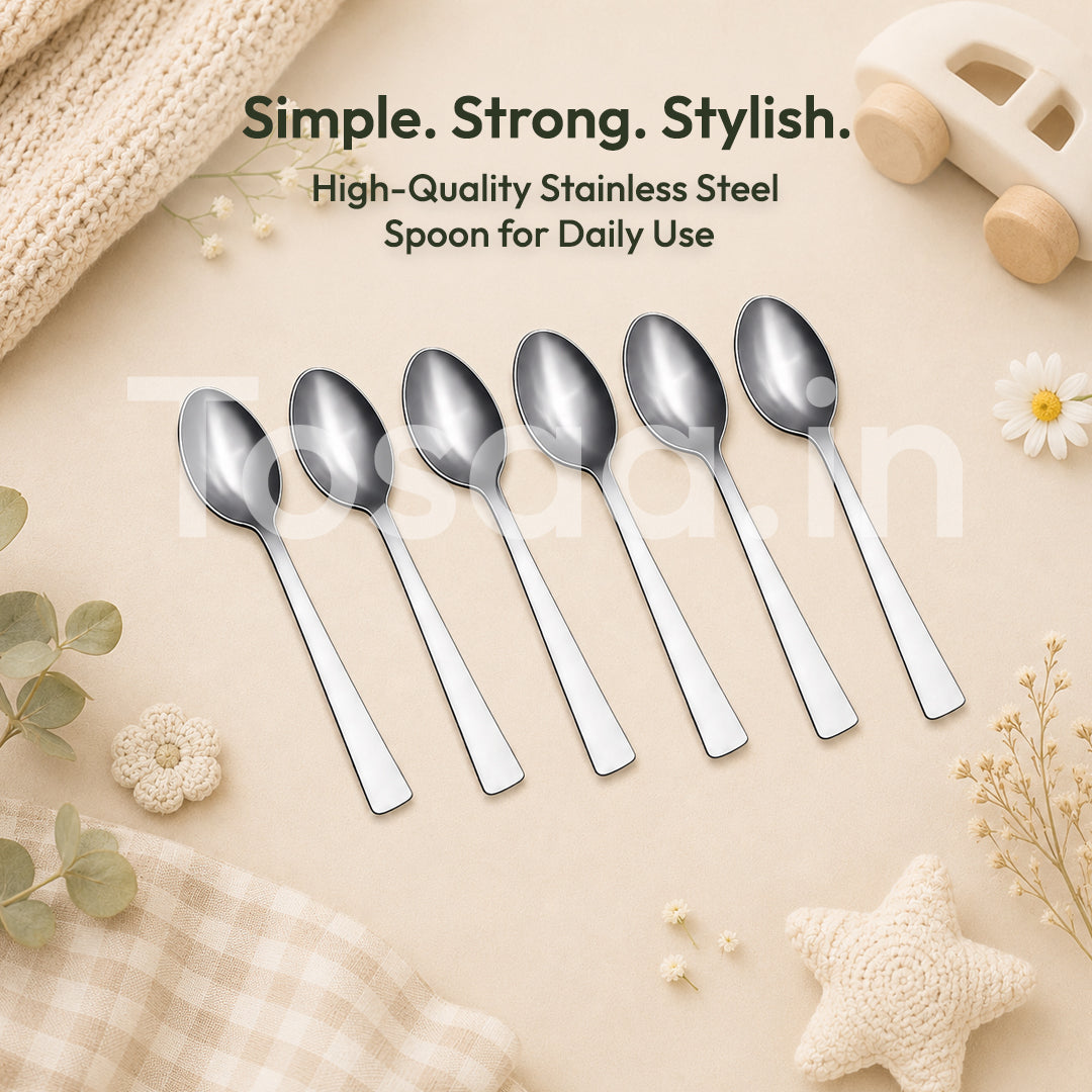 Tosaa Baby Spoon IMPRESS 16G-6-Piece Stainless Steel Spoon Set, Set of 6