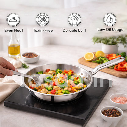 TOSAA SS TRY PLY FRY PAN WITH OUT LID 24 CM