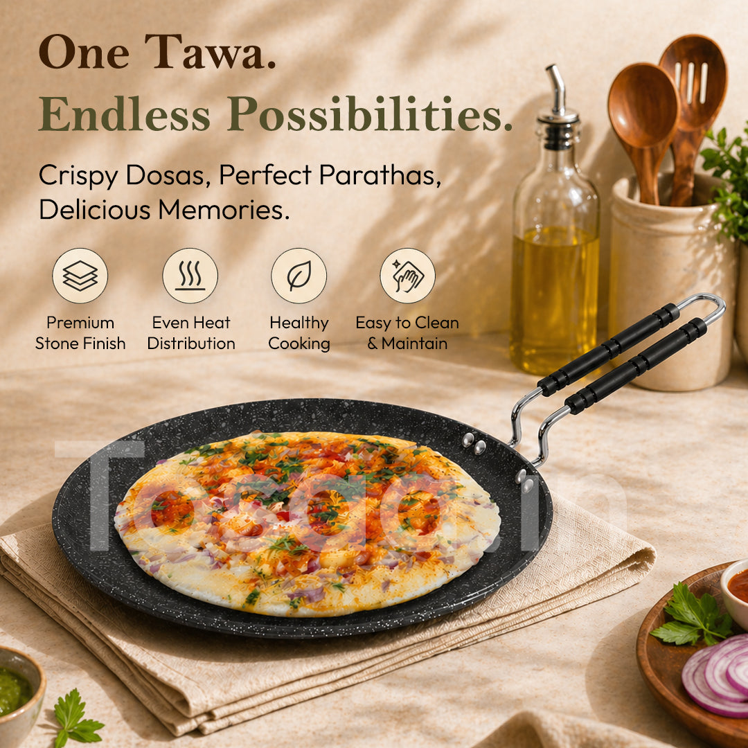 Flat Tawa Roti Tawa, Dosa Tawa Classic Range Non-Stick Cookware Tawa Pan - 28.5Cm