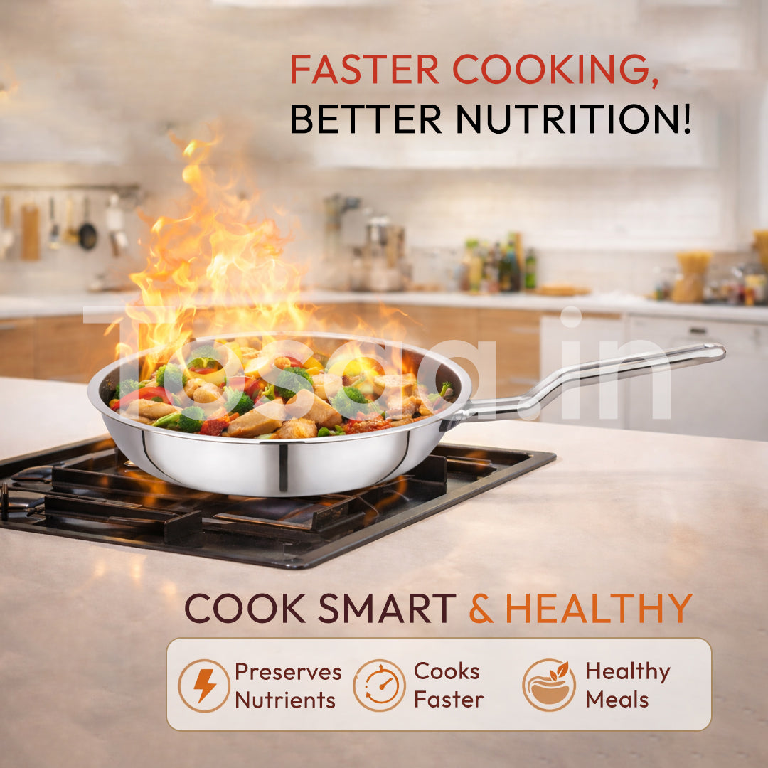 TOSAA SS TRY PLY FRY PAN WITH OUT LID 22 CM
