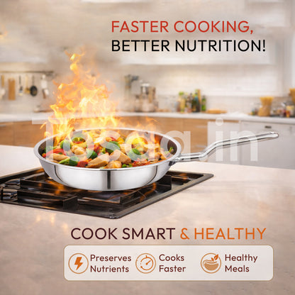 TOSAA SS TRY PLY FRY PAN WITH OUT LID 22 CM