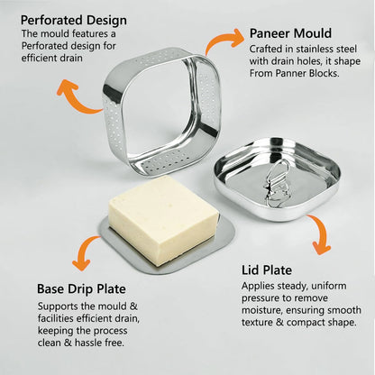 Tosaa Stainless Steel Paneer Maker Mould Square Shape