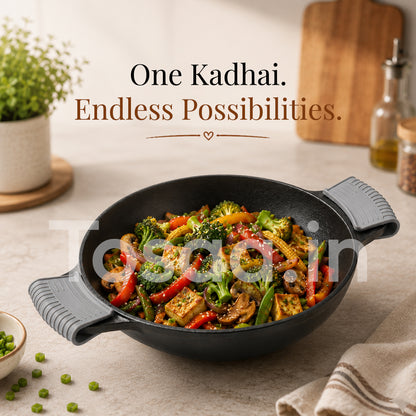 TOSAA CAST IRON KADHAI- MEDIUM (2800 ML)