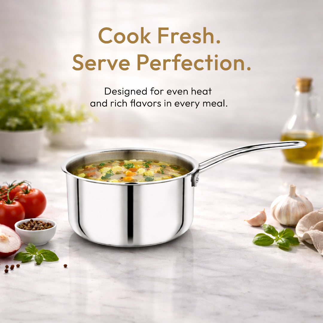 Tosaa stainless steel Sauce Pan 18 CM,Premium stainless steel for the modern kitchen,safe for cooking all types of foods (1900 ml)