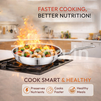 TOSAA SS TRY PLY FRY PAN WITH OUT LID 26 CM