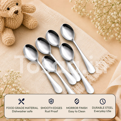 Tosaa Tea Spoon ROYAL PLAIN 16G-6-Piece Stainless Steel Spoon Set, Set of 6