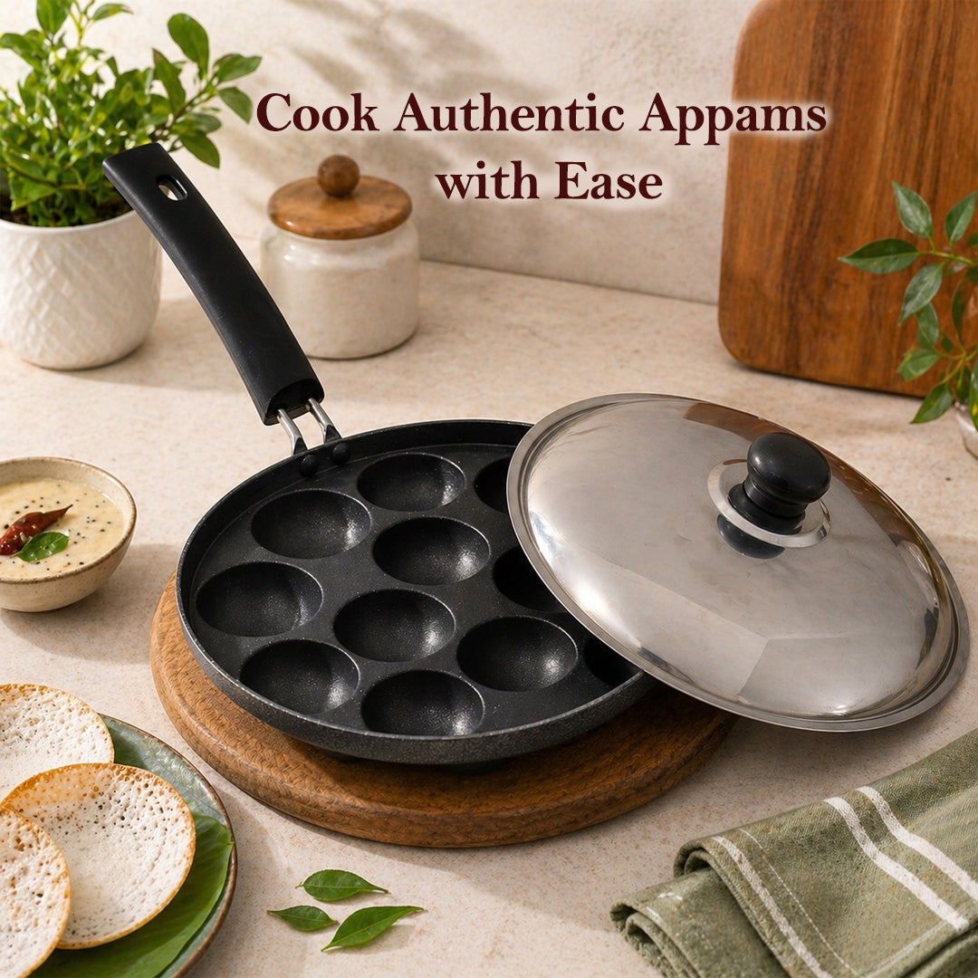 Aluminium Non-Stick 12 Cavity Appam Patra
