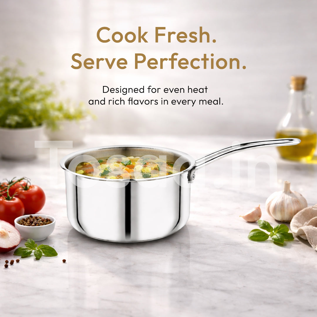 TOSAA SS TRY PLY SAUCE PAN WITH LID 18 CM WITHOUT LID