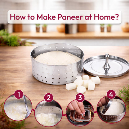 TOSAA SS UTENSILS PANEER MAKER - Medium Size (350ml)   ROUND SHAPE