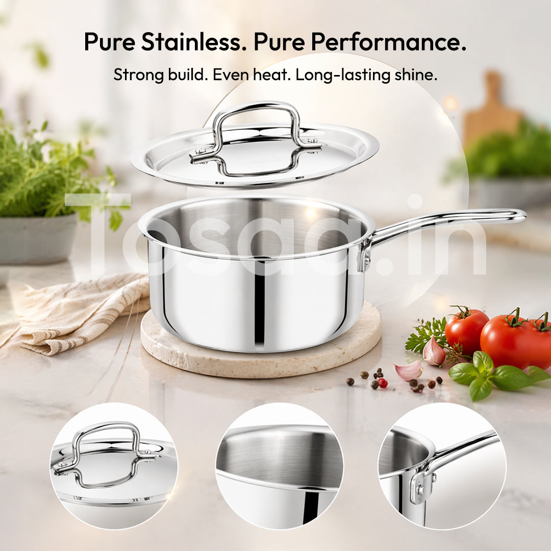 TOSAA SS TRY PLY SAUCE PAN WITH LID 18 CM