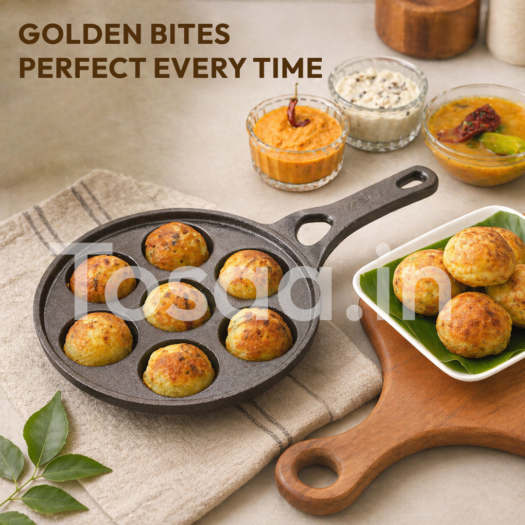 TOSAA CAST IRON APPAM MAKER 7 CAVITY (200 ML)