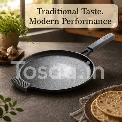 TOSAA CAST IRON DOSA TAWA WITH LONG HANDLE (28 CM)
