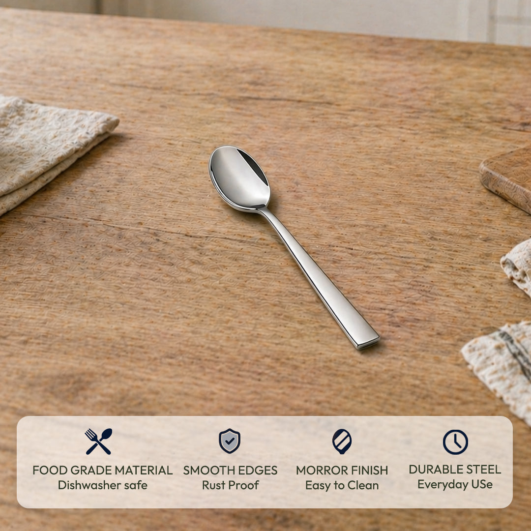 Tosaa Tea Spoon ROYAL PLAIN 16G-6-Piece Stainless Steel Spoon Set, Set of 6