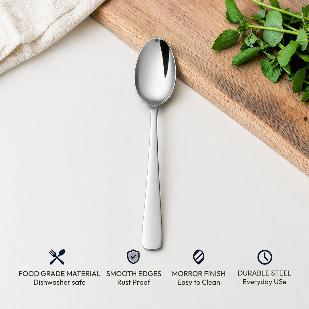 Tosaa Baby Spoon ROYAL PLAIN 16G-6-Piece Stainless Steel Spoon Set, Set of 6