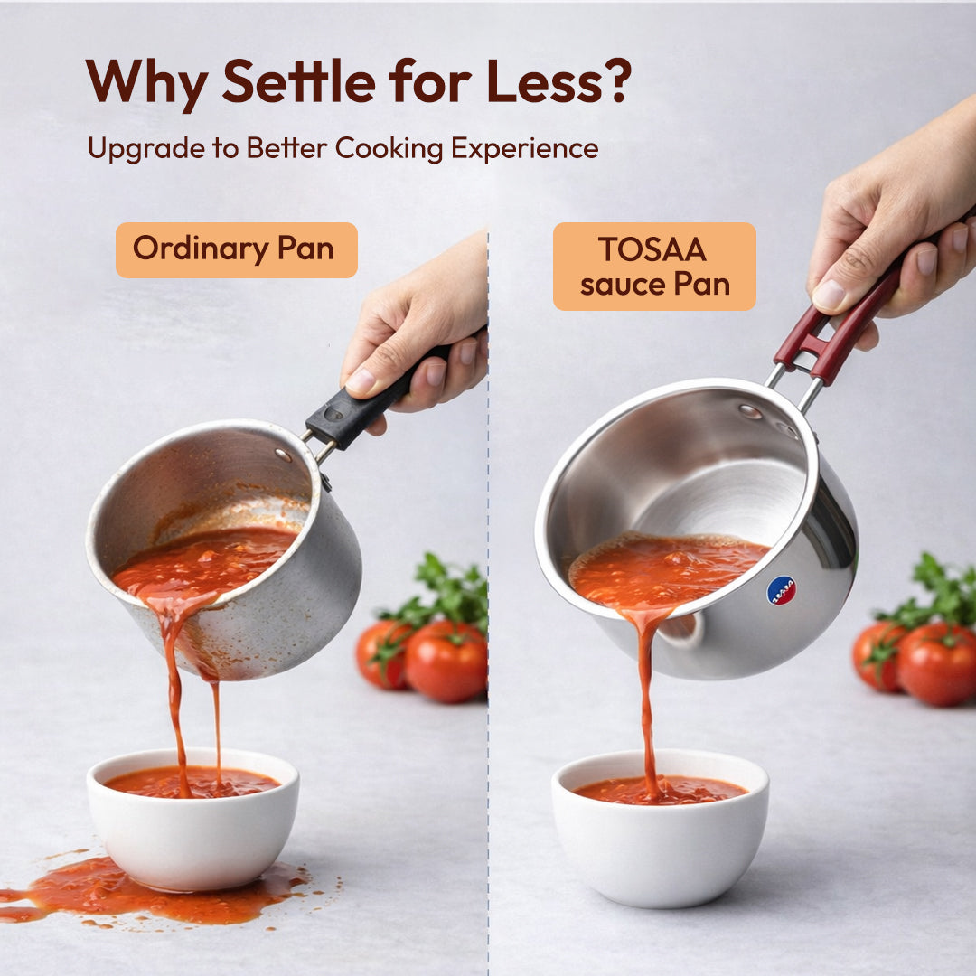 Tosaa stainless steel Sause Pan 14 CM,Premium stainless steel for the modern kitchen,safe for cooking all types of foods (1200 ml)
